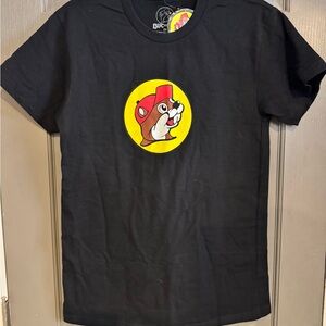 Buc-ee's Black Logo Tee with Yellow Circle & Brown Beaver